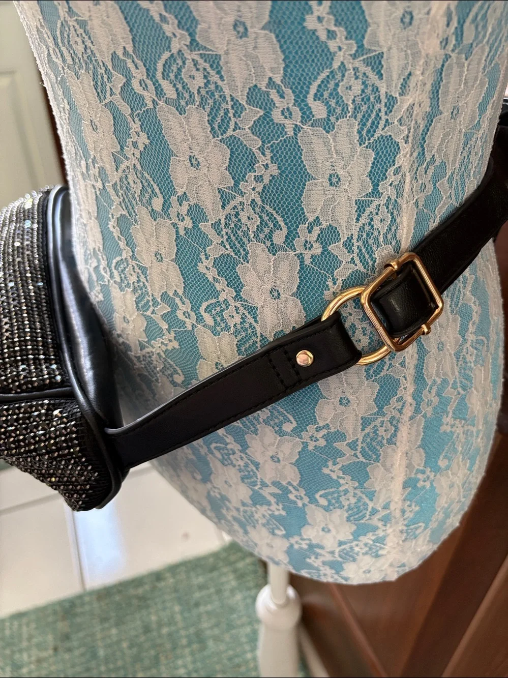 Belt bag Crystal Zip Bag black/gold crystals black trim heavy duty sparkly